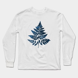 Navy Blue Fern Silhouette Long Sleeve T-Shirt